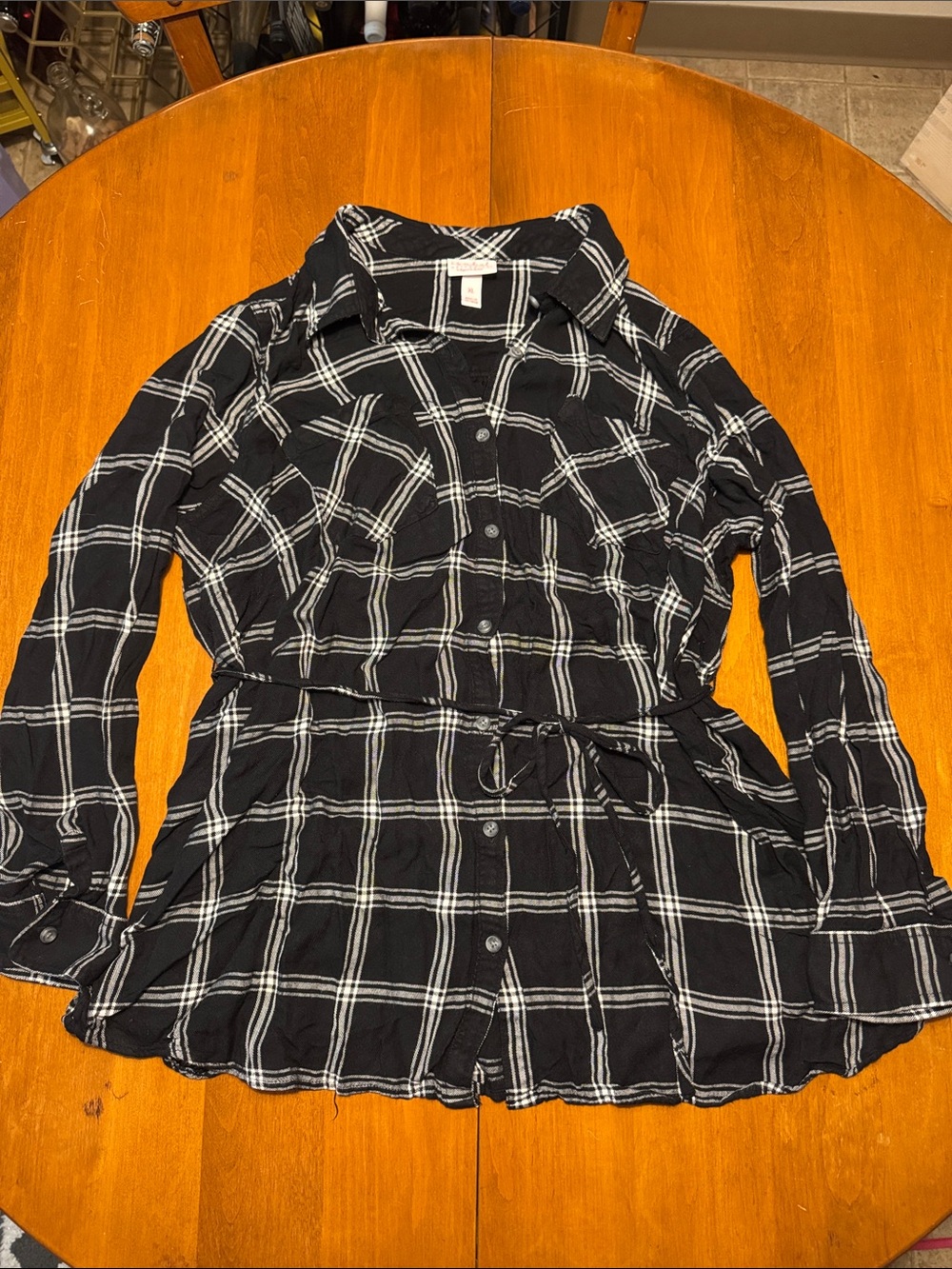 Isabel Maternity by Ingrid & Isabel Black and White Plaid Shirt Dress